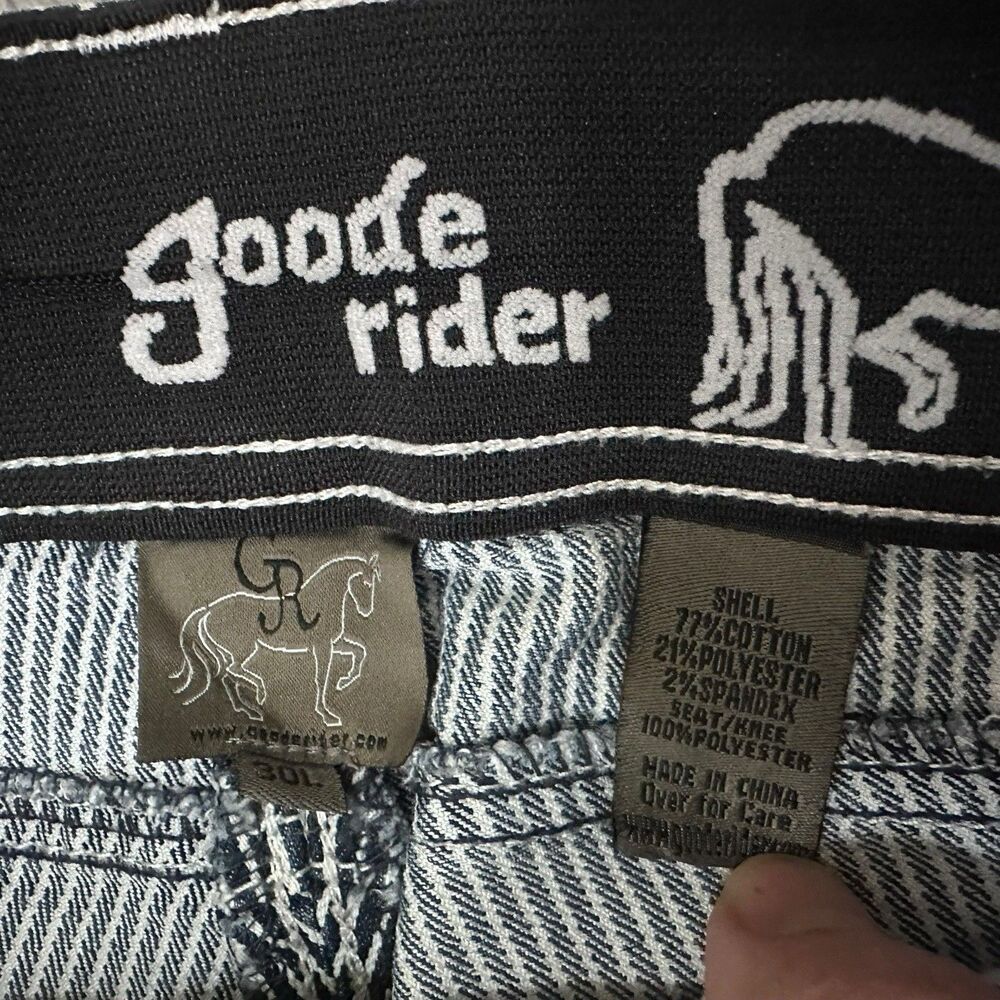 Goode Rider Full Seat Equestrian Riding Breeches Women’s 30L Blue Stripes 30x29 - Picture 4 of 10